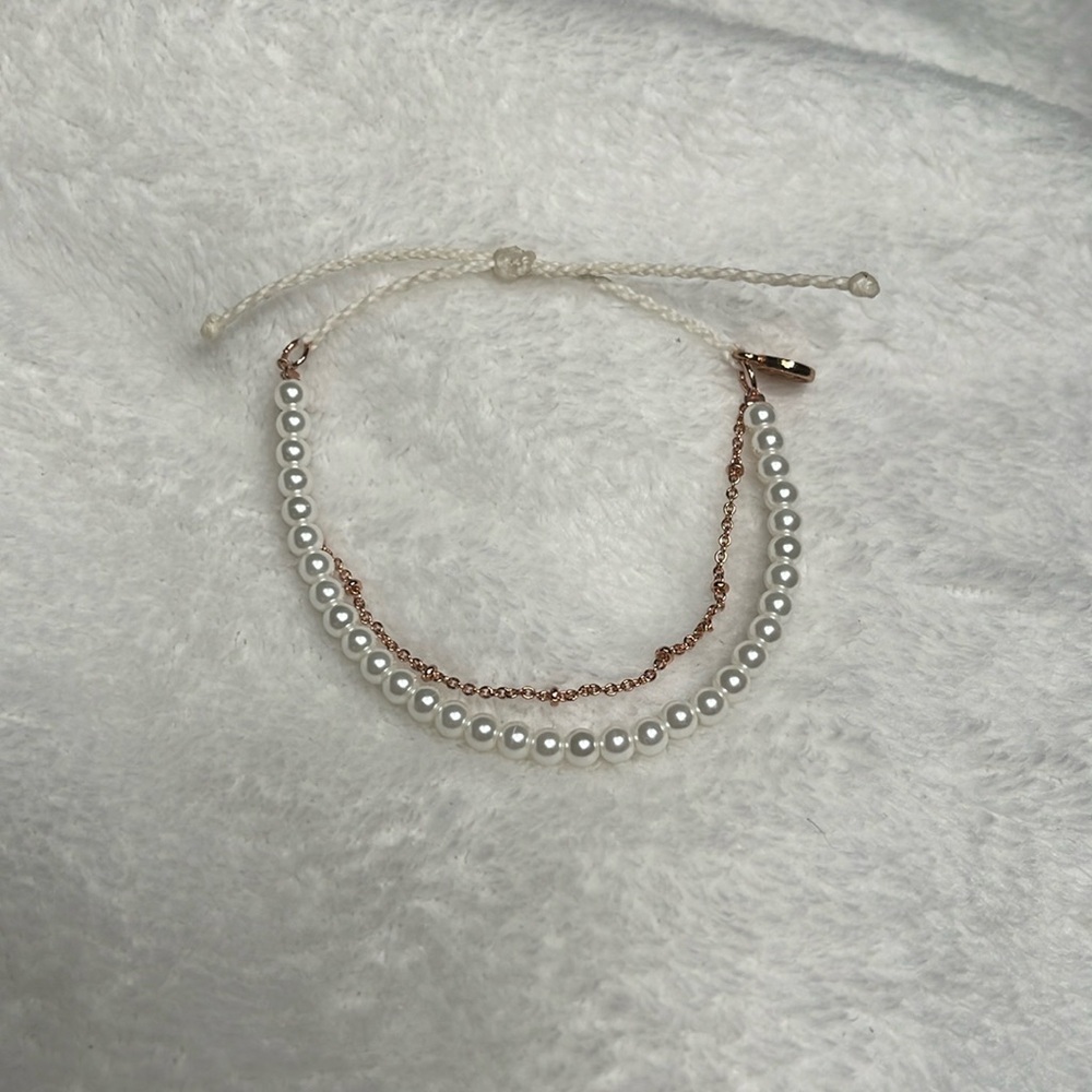 Pura Vida Pearl and Rose Gold Chain Bracelet